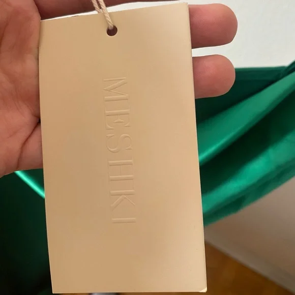 NWT MESHKI Green Cowl Neckline Silk Midi Slip Dress - Picture 7 of 11